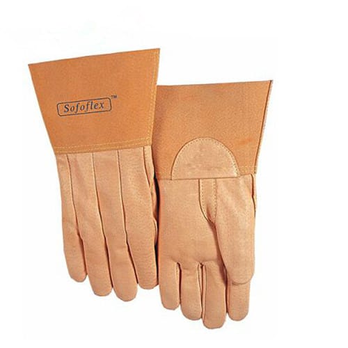 威特仕 10-2008 氩弧焊接手套 杏色猪青皮中袖筒款