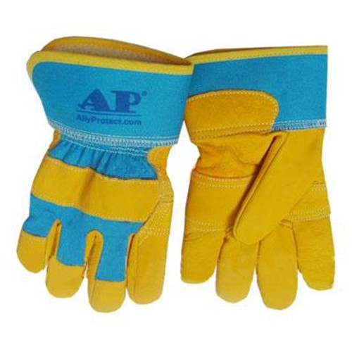 友盟AP-3502 A级金黄色牛青皮羊羔绒防寒手套